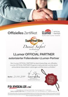 Zertifikat LLumar Partner